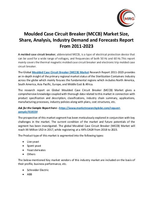 QY Research Groups Moulded Case Circuit Breaker (MCCB) Market Size, S