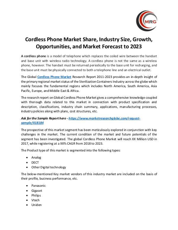 Cordless Phone Market Share, Industry Size, Growth