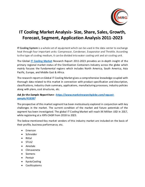 QY Research Groups IT Cooling Market Analysis- Size, Share, Sales, Gr