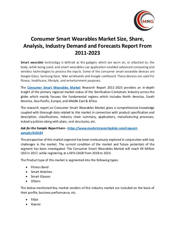 Consumer Smart Wearables Market Size, Share, Analy