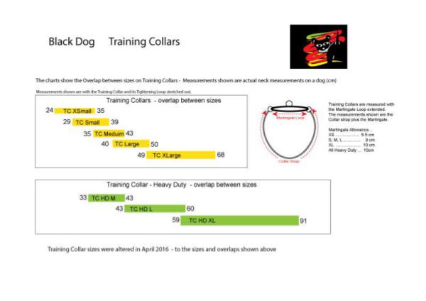 Coats, boots, halters, thunder shirts, Zen Dog, etc sizing guides BlackDog TRAINING COLLAR