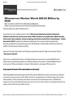 Micro server Market may cross $ 16.31 Billion in 2019