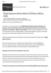 Digital Signature Market worth $ 2.02 Billion by 2020