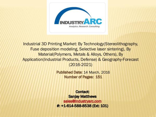 Industrial 3D Printing Market: increasing sales of 3D printing ma Industrial 3D Printing Market