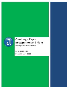 Greetings, Reports, Recognitions and Plans Issue 20