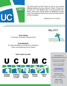UCUMC Celebration Newsletter May 2013