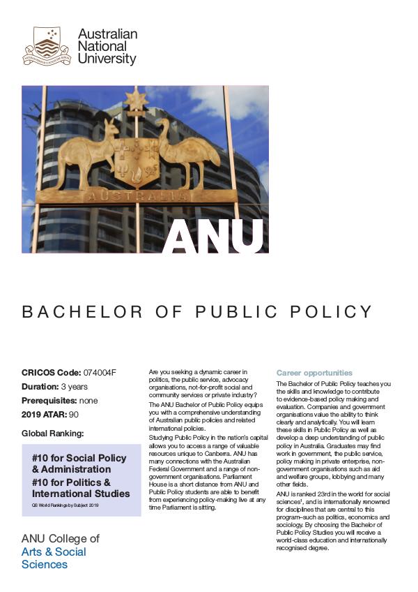 Bachelor of Public Policy B Public Policy 2019_v1.1_web
