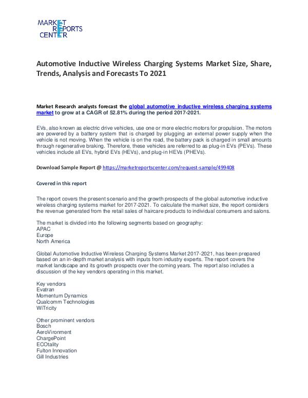 Automotive Inductive Wireless Charging Systems Market Automotive Inductive Wireless Charging Systems Mar
