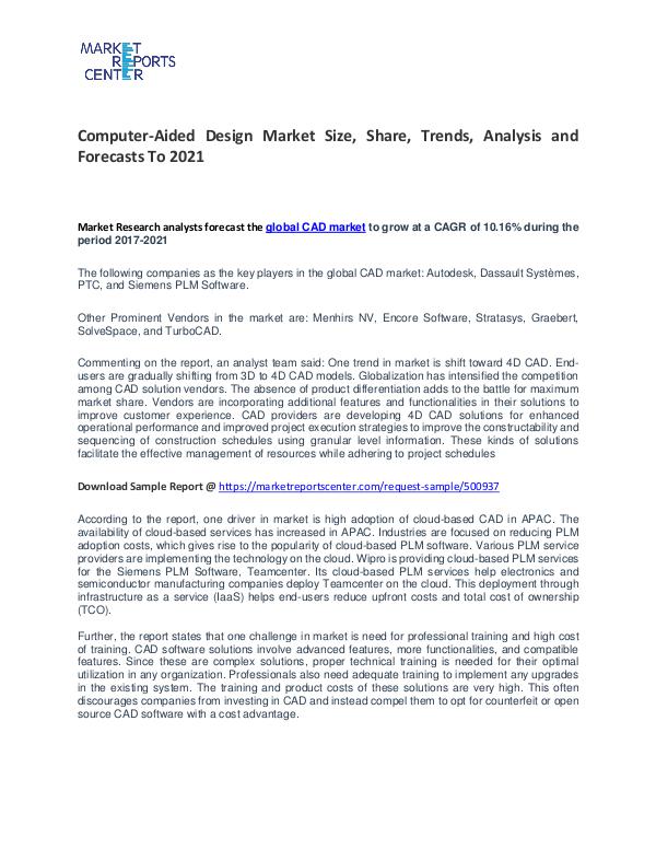 Computer-Aided Design Market Size, Share, Trends and Analysis Computer-Aided Design Market