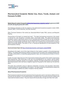 Pharmaceutical Excipients Market Trends To 2021