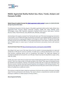 Mobile Augmented Reality Market Trends, Growth, Price and Forcast