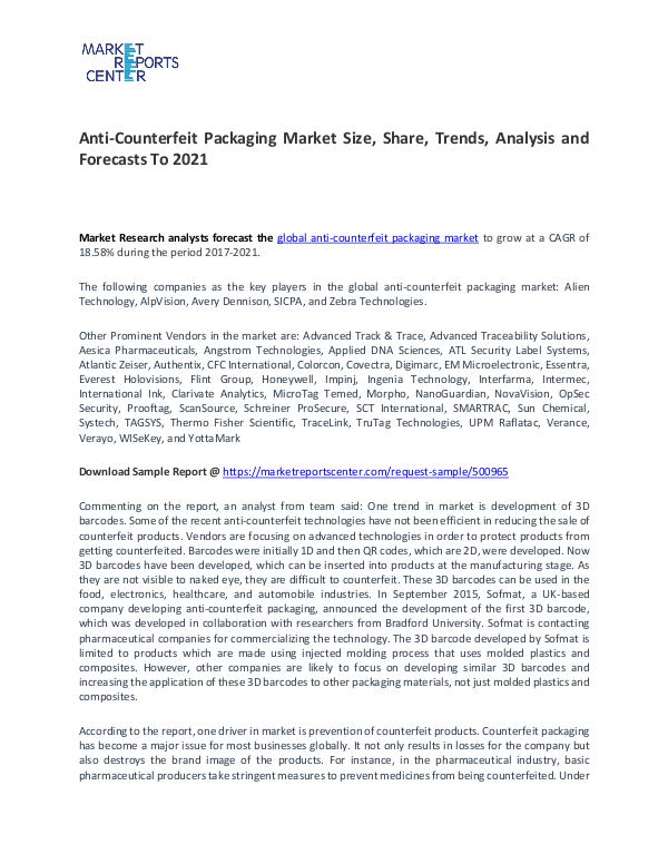 Anti-Counterfeit Packaging Market Trends, Growth and Forecast Anti-Counterfeit Packaging Market