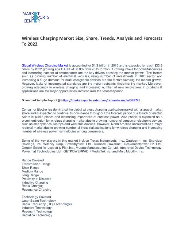 Wireless Charging Market Trends, Growth, Price, Demand and Forecasts Wireless Charging Market