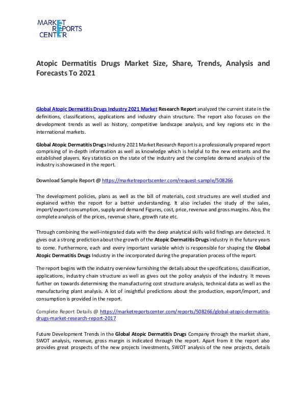 Atopic Dermatitis Drug Market Manufacturers, Region and  Application Atopic Dermatitis Drug Market
