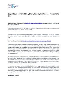 Geiger Counter Market By Trends, Driver, Challenge and Forecast
