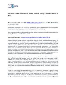 Vacation Rental Market By Trends, Driver, Challenge and Forecasts