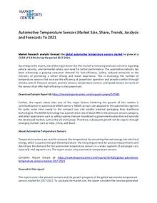 Automotive Temperature Sensors Market Research Report Analysis