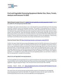 Fruit and Vegetable Processing Equipment Market Research Reports