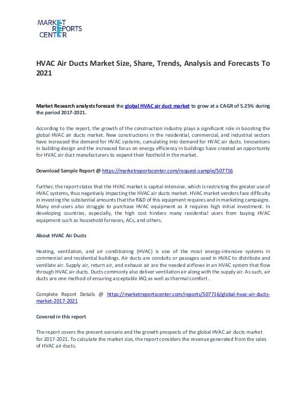 Global HVAC Air Ducts Market 2017-2021 HVAC Air Ducts Market