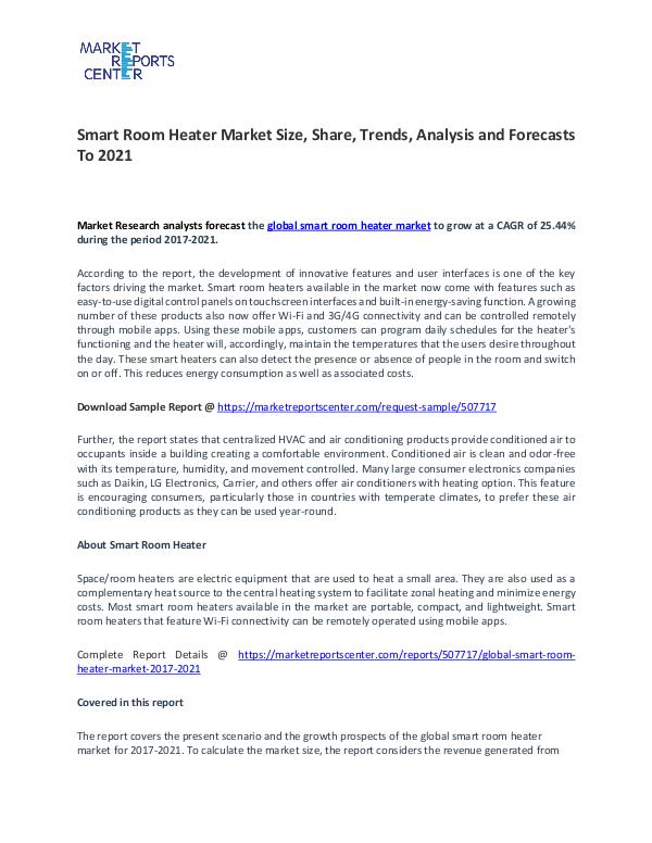Global Smart Room Heater Market 2017-2021 Smart Room Heater Market
