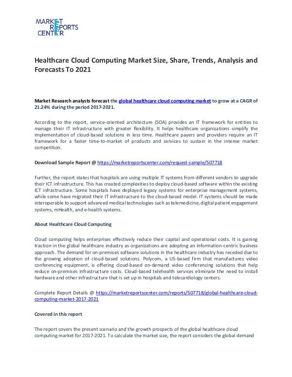 Global Healthcare Cloud Computing Market 2017-2021 Healthcare Cloud Computing Market