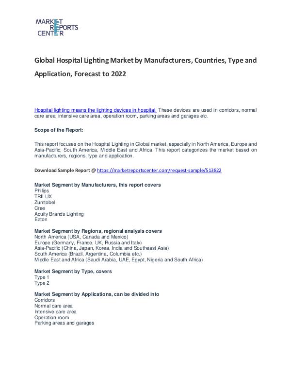 Hospital Lighting Market Research Report Analysis to 2022 Hospital Lighting Market