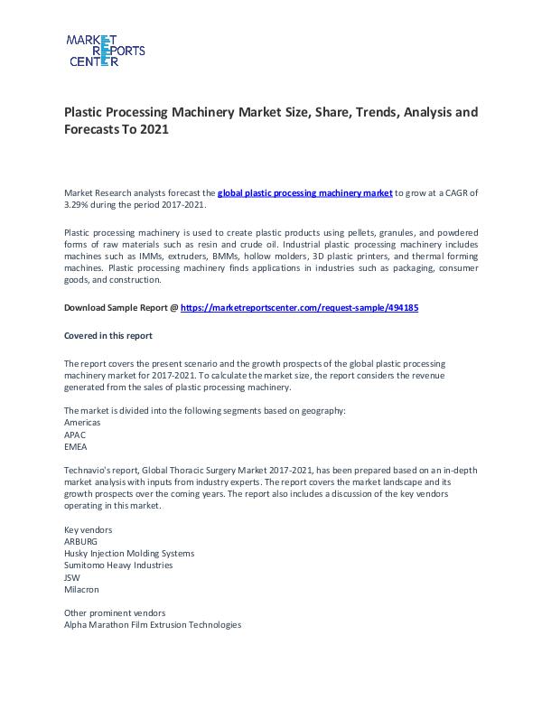 Plastic Processing Machinery Market Size, Share, Growth,  Analysis Plastic Processing Machinery Market