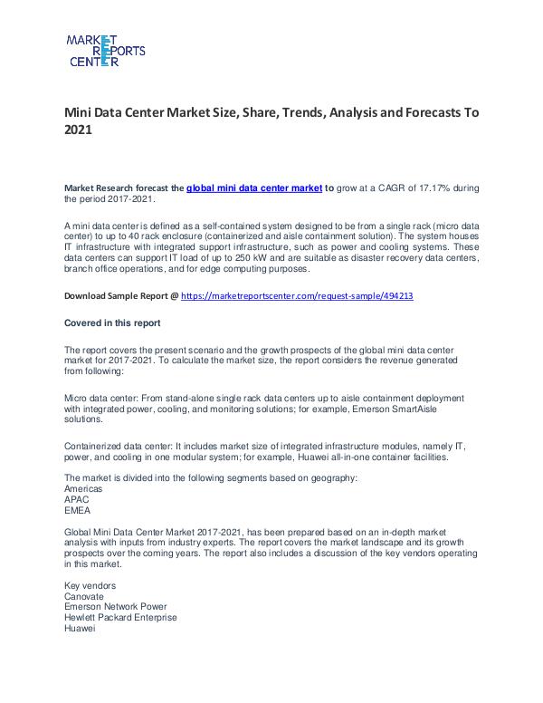 Mini Data Center Market Size, Share, Trends, Analysis and Forecasts Mini Data Center Market Size