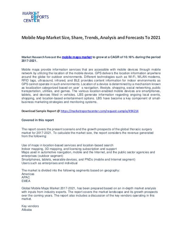 Mobile Map Market Size, Share, Trends, Analysis and Forecasts To 2021 Mobile Map Market