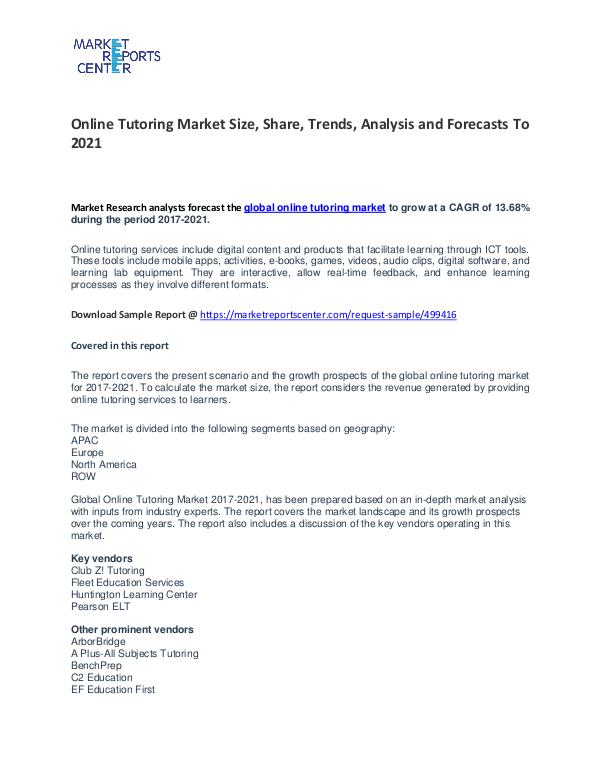 Online Tutoring Market Growth, Drivers, Strategies and Forecasts Online Tutoring Market