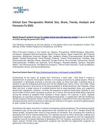 Critical Care Therapeutics Market Trends To 2021