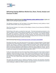Defoaming Coating Additives Market Trends to 2021