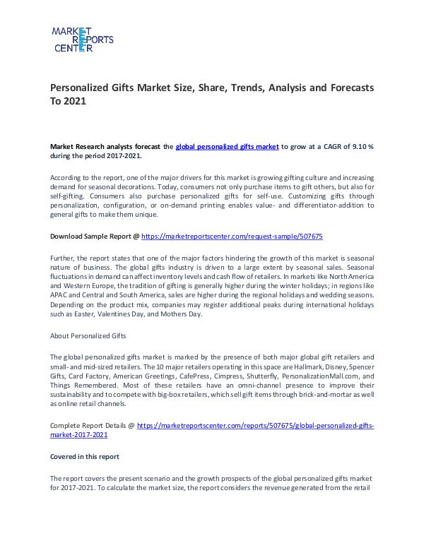 Personalized Gifts Market By Trends, Driver, Challenge and Forecasts Personalized Gifts Market