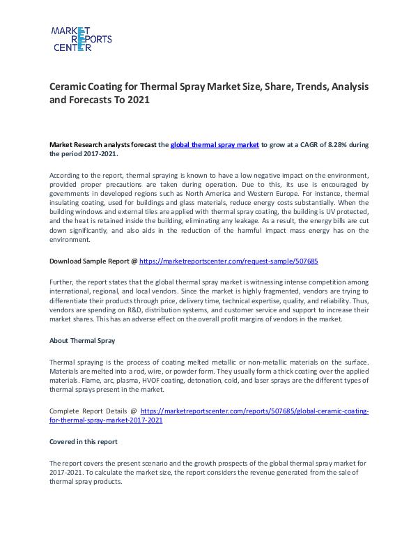 Ceramic Coating for Thermal Spray Market Research Report Analysis To Ceramic Coating for Thermal Spray Market