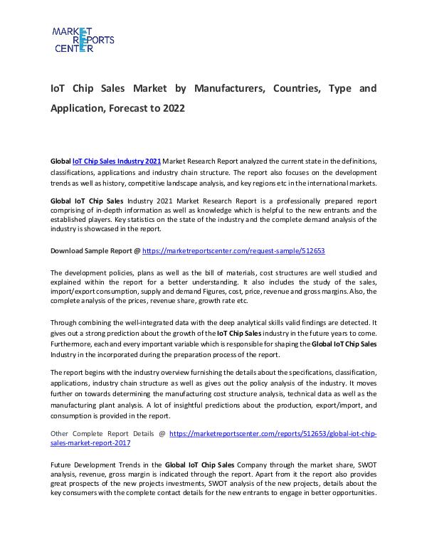 IoT Chip Sales Market Size, Production, Gross Margin and Forecasts IoT Chip Sales Market