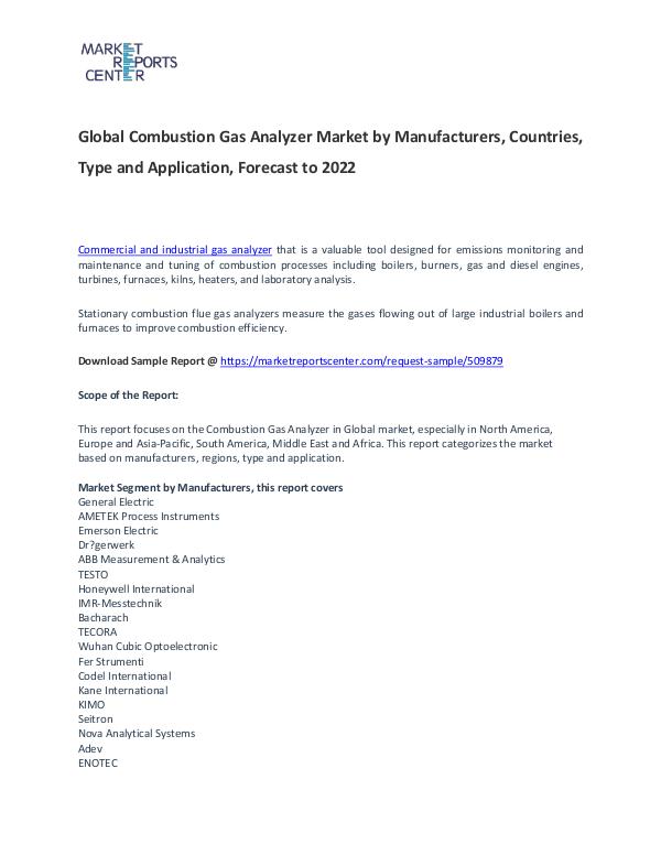 Combustion Gas Analyzer Market Report Analysis To 2022 Combustion Gas Analyzer Market