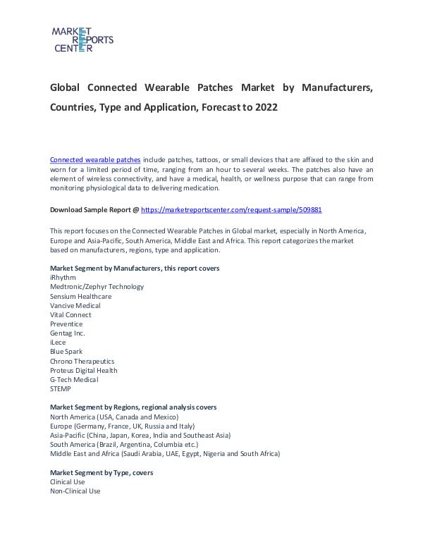 Connected Wearable Patches Market Report Analysis To 2022 Connected Wearable Patches Market