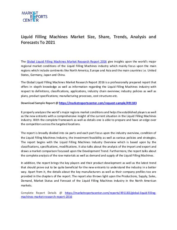 Liquid Filling Machines Market Size, Share, Trends, Analysis Liquid Filling Machines Market