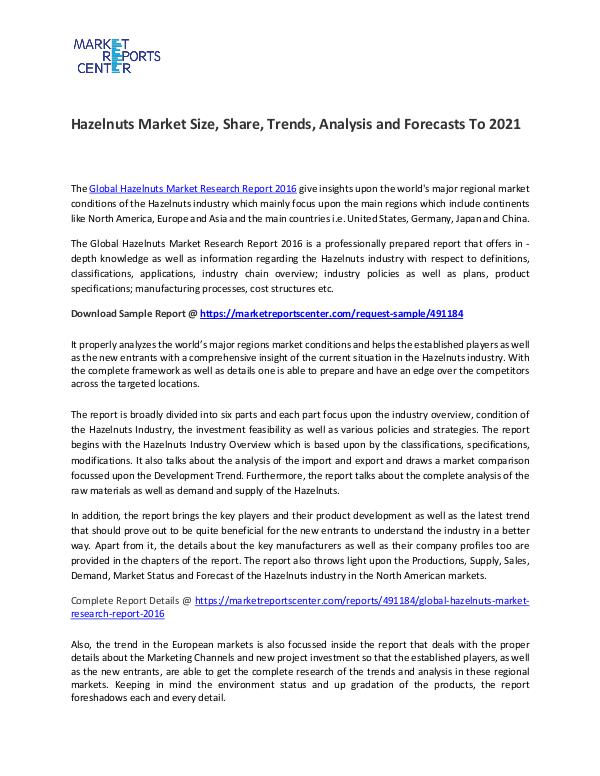 Hazelnuts Market Size, Share, Trends, Analysis and Forecasts To 2021 Hazelnuts Market