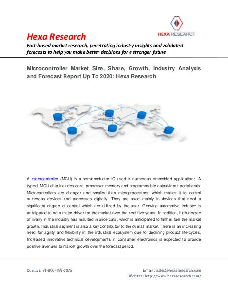 Semiconductors and Electronics Market Research Report Microcontroller Market Research Report Up To 2020