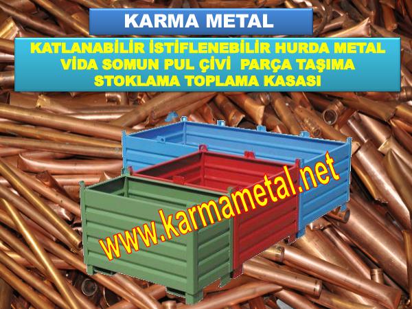 KARMA METAL Metal malzeme tasima kasasi Endustriyel toplama paletleri metal kasa