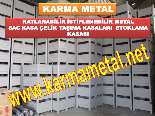 KARMA METAL Istiflenebilir Metal Depolama Tasima Kasasi Avadanlik Metal Sac Kutu Tasima Kasalari