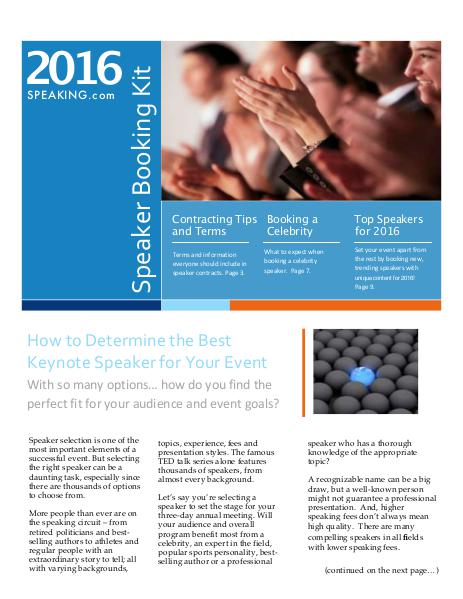 Keynote Speaker Booking Toolkit May. 2016