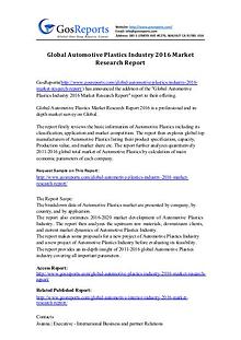 Global Automotive Plastics Industry 2016 Market Research Report