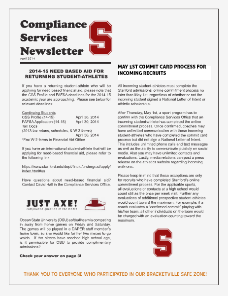 2013-2014 Stanford CS Newsletter April 2014