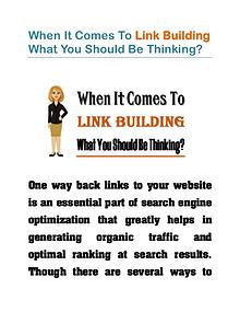 When It Comes To Link Building What You Should Be Thinking?