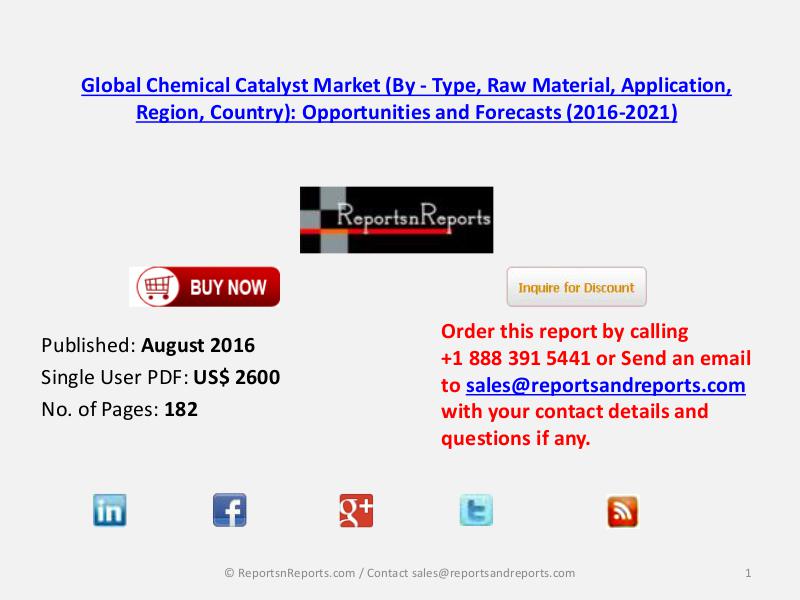 Chemical Catalyst Market Dynamics, Industry Drivers and Challenges Aug 2016
