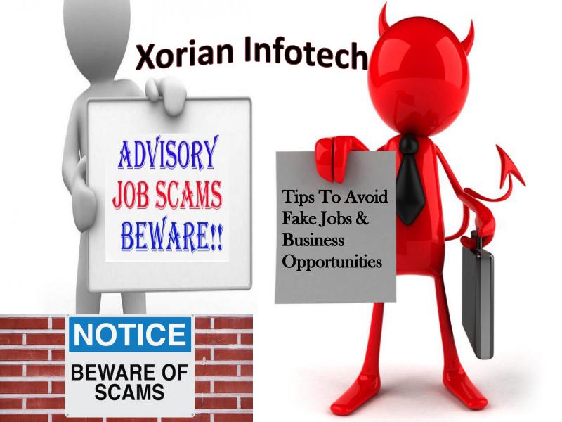 Xorian Infotech - Tips To Avoid Fake Jobs & Business Opportunities Scam