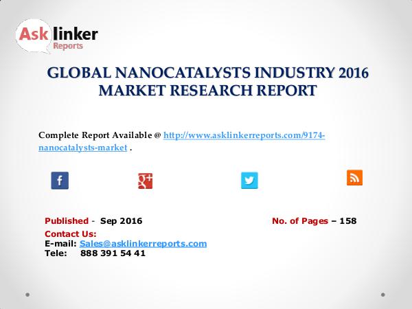 Nanocatalysts Market Investment Feasibility, Analysis & Forecast 2020 Sep 2016