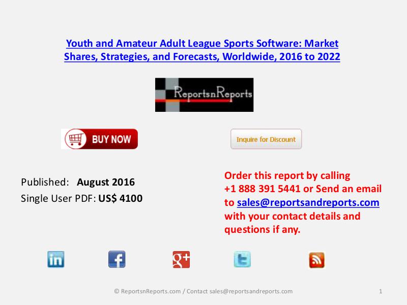 Youth and Amateur Adult League Sports Software Market August 2016